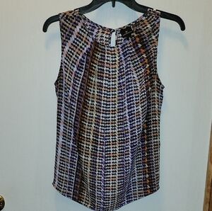 Worthington Purple and Orange Houndstooth Blouse